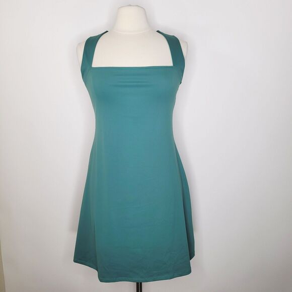 QINSEN NWT Athletic Dress Size US 10 Square Neck Lined Retro Pin Up Green - Picture 1 of 12